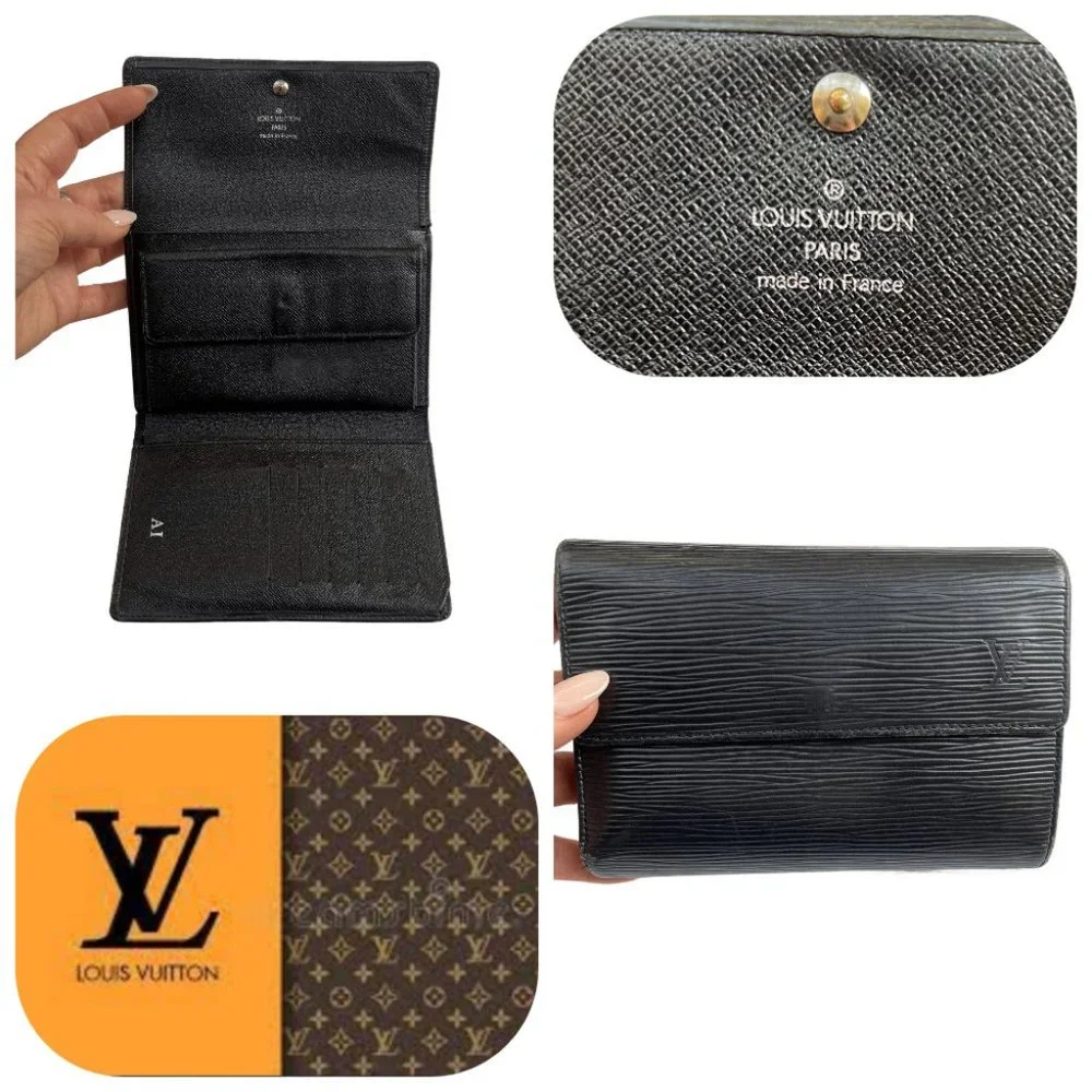 Auc Louis Vuitton Epi Leather black Snappy Vintage wallet/purse SP1028